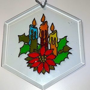 Verona Vergasi Crystal Illusions Beveled Glass Christmas Ornament Candles 1980